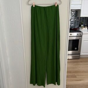 Zara Emerald Green Wide-Leg Pleated Pants | M